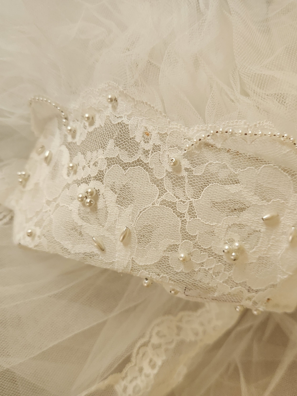 Vintage 1970s Boho Lace Wedding Gown & Juliet Cap Set | ILGWU Made - Picture 8 of 16